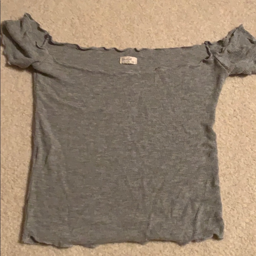 Grey off the shoulder crop top